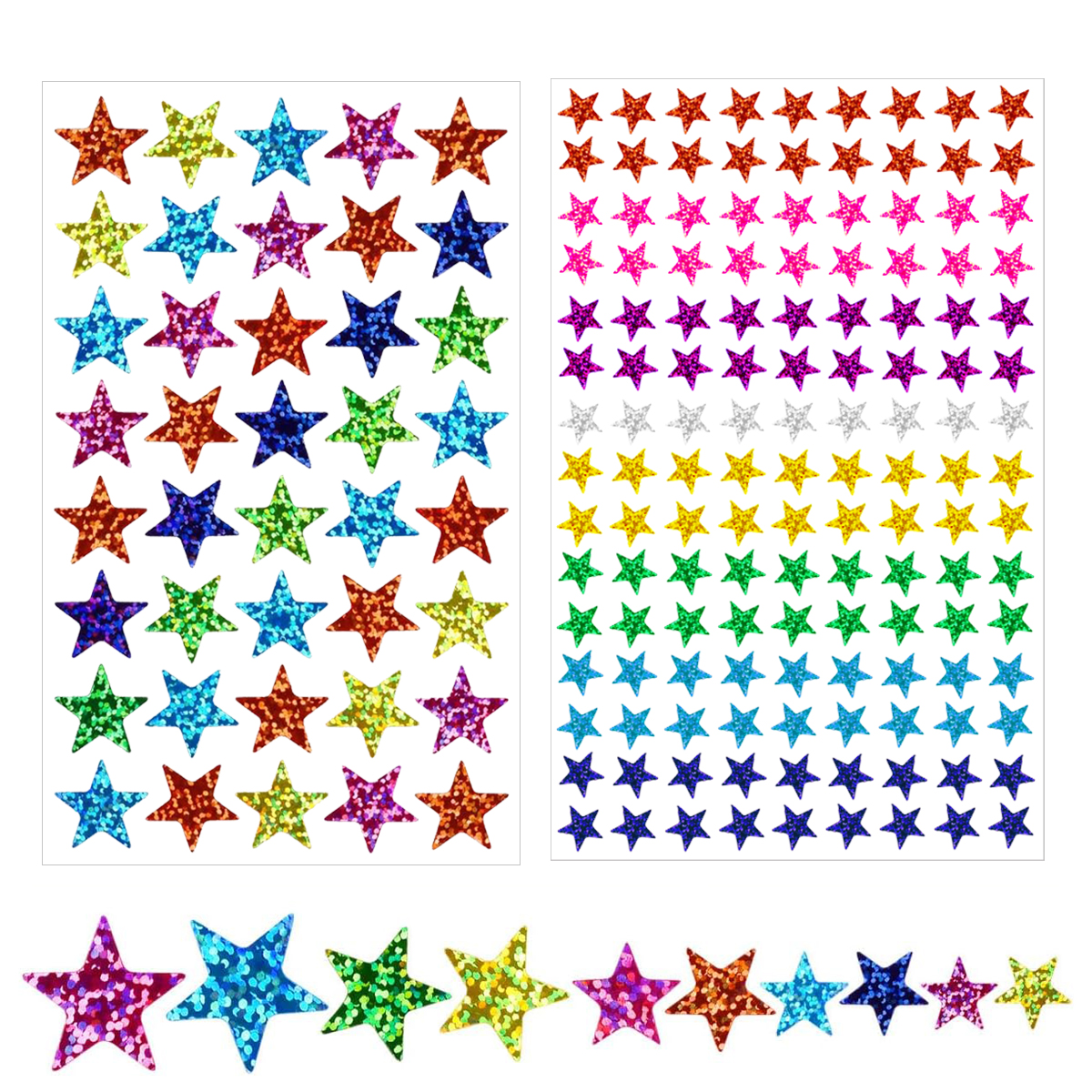 Glitter Vinyl Roll - 25 sheets Star Stickers 2040pcs Small