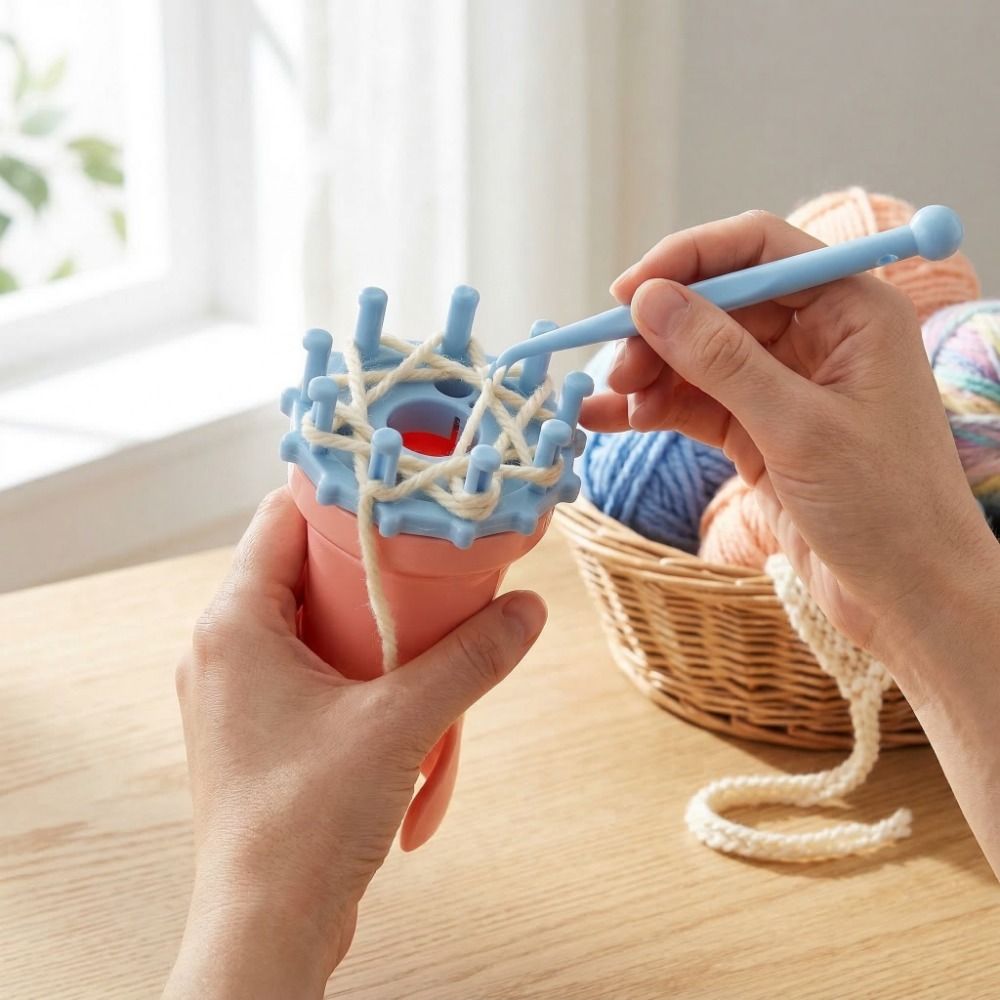 Pom Pom Maker Tool - Plastic Spool Knitter Round Shape DIY
