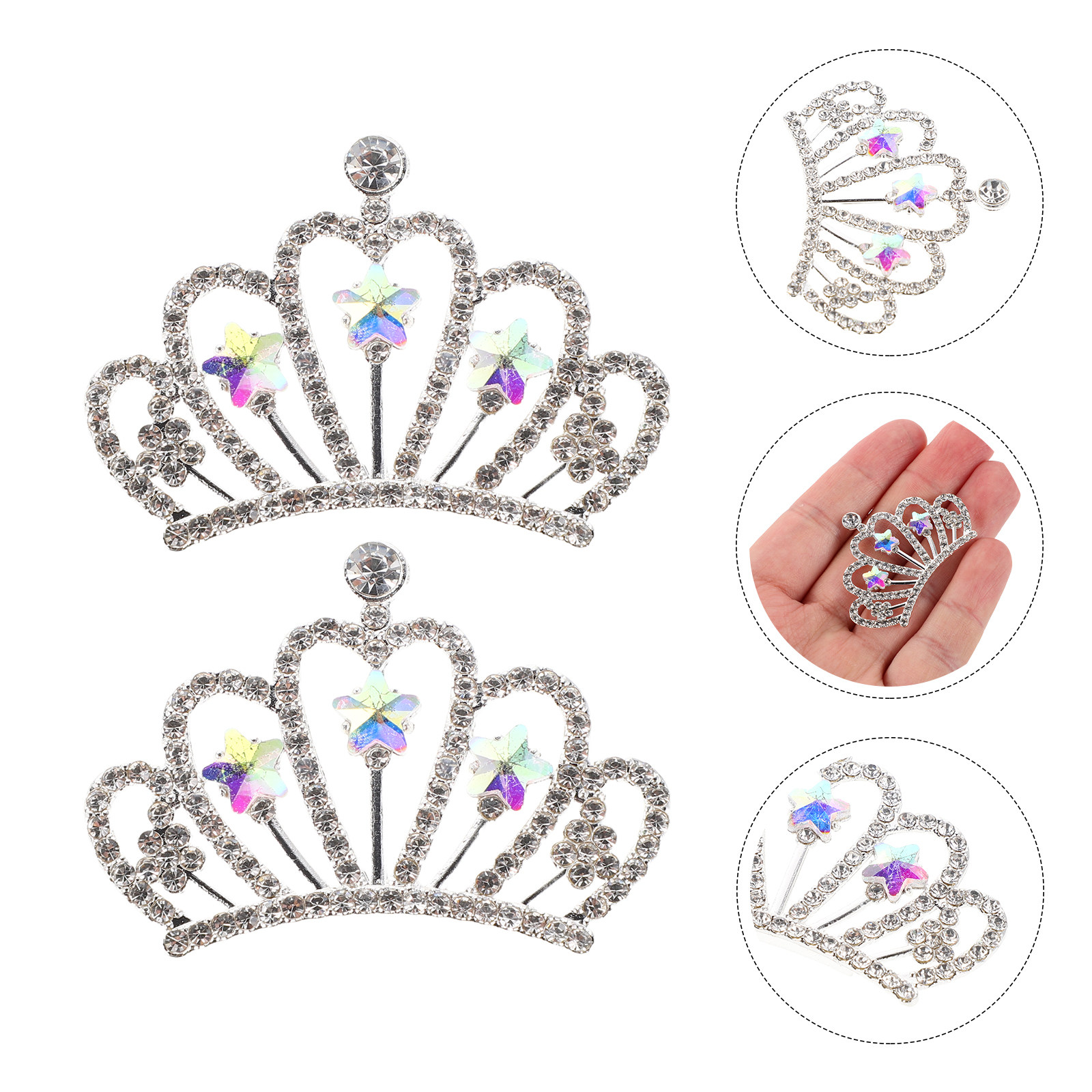 Craft Embellishments - 10Pcs Rhinestone Crown Embellishments Mini Crystal