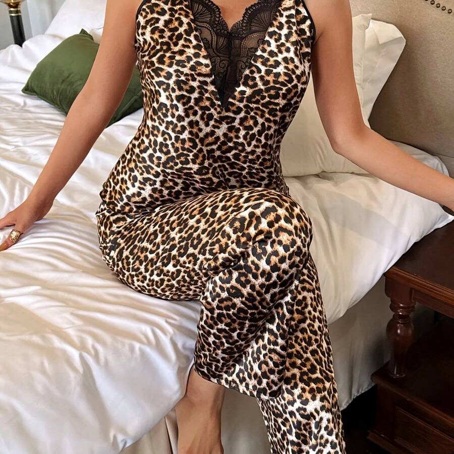 Leopard Print Lace Trim Halter - Elastic Lace Trim recensie en prijs