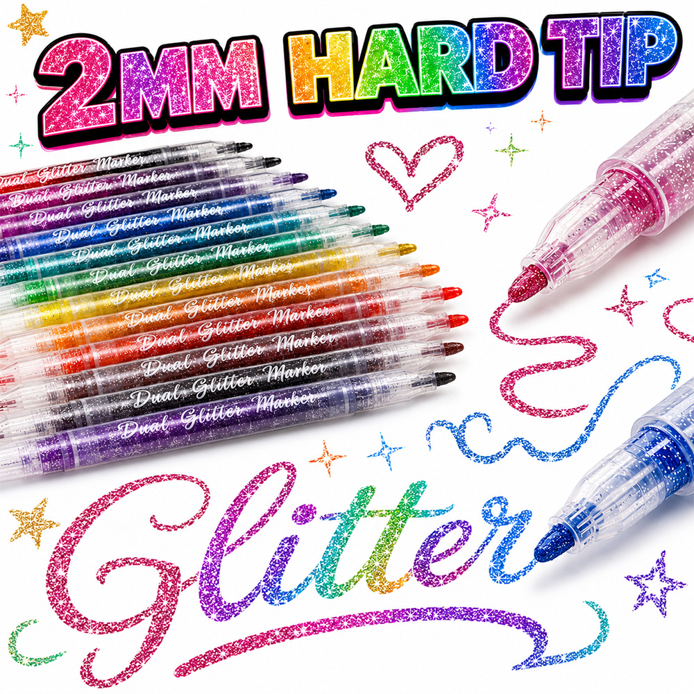 12Pcs Dual Tip Glitter Markers - Glitter Vinyl Roll recensie en prijs