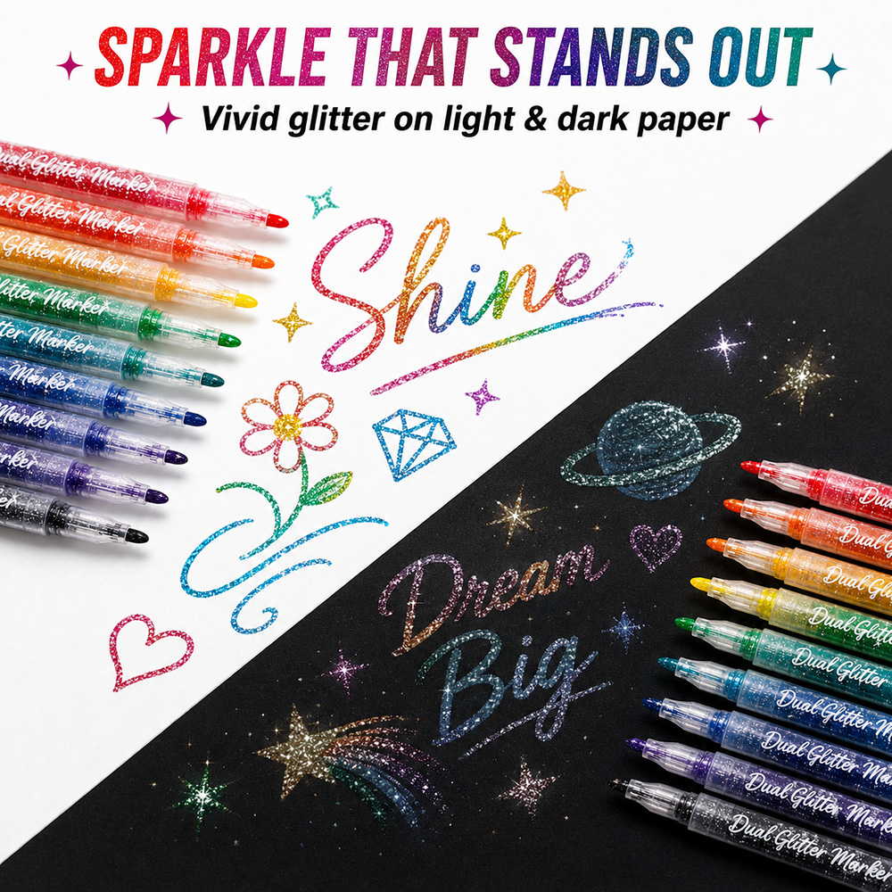 12Pcs Dual Tip Glitter Markers - Glitter Vinyl Roll recensie en prijs