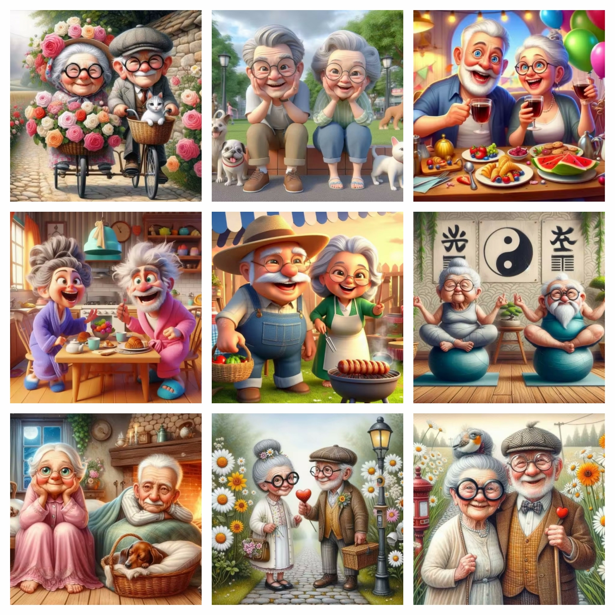Cartoon Happy Old Couple 5D Fu - Embroidery Embellishments recensie en prijs