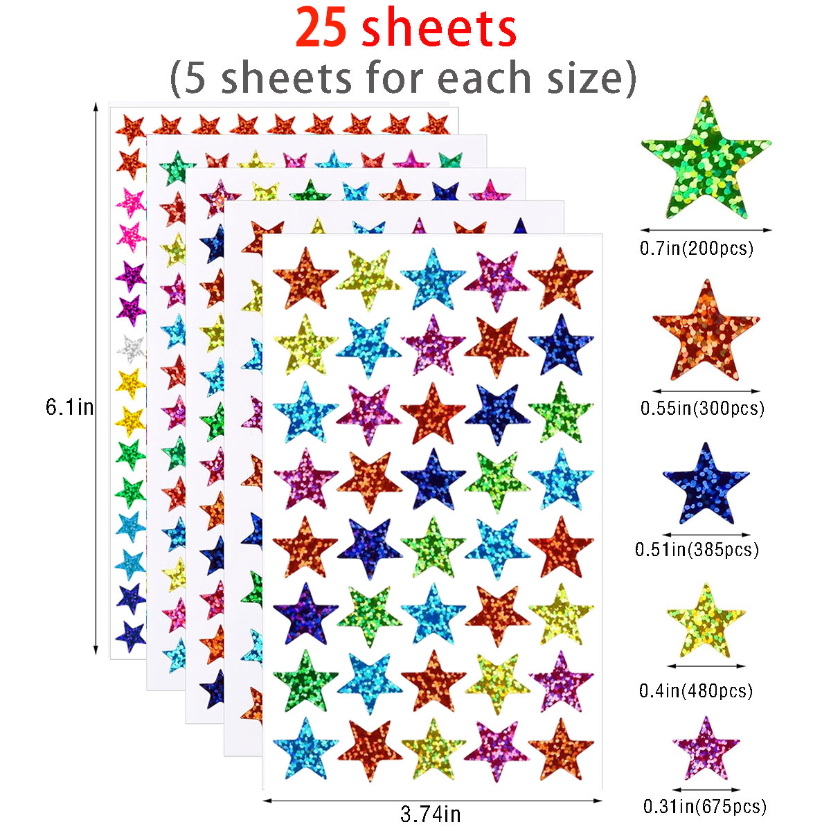 25 sheets Star Stickers 2040pc - Glitter Vinyl Roll recensie en prijs