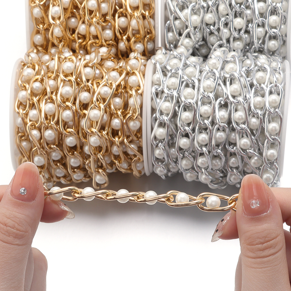 5Yards/Roll Beaded Chain Imita - Pearl Trim Chain recensie en prijs