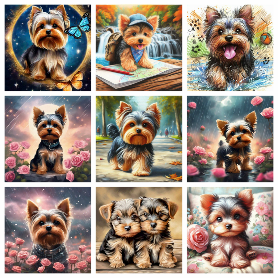 Yorkshire Terrier Dog 5D DIY D - Embroidery Embellishments recensie en prijs