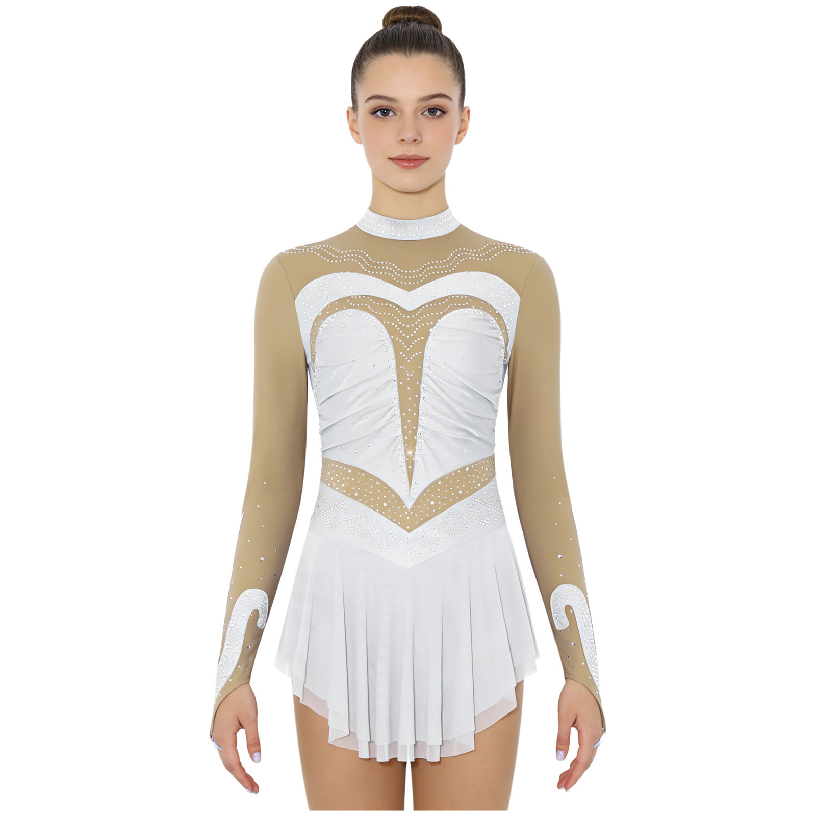 Womens Sheer Mesh Gymnastics B - Rhinestone Banding Trim recensie en prijs
