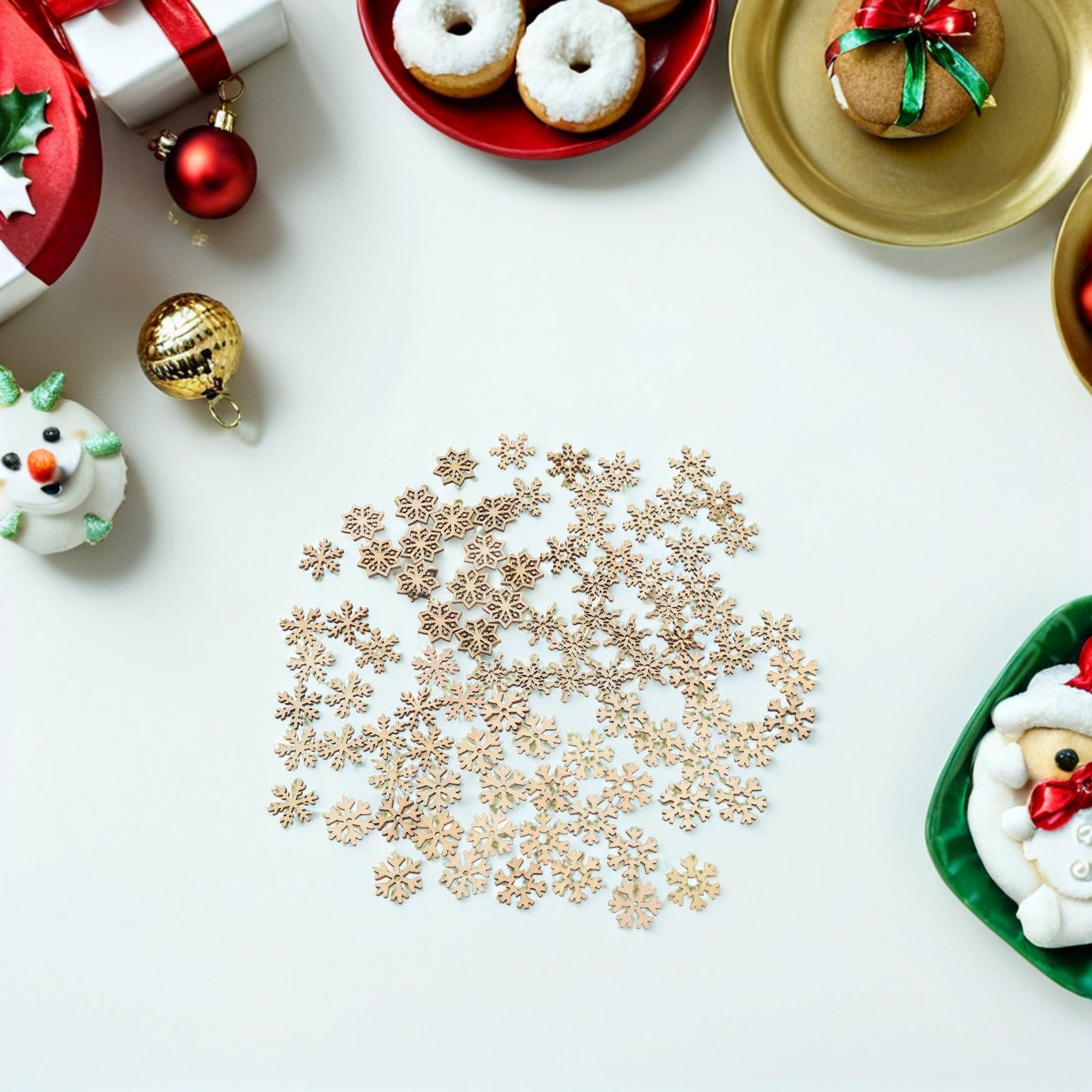 100Pcs Mini Wood Snowflake Cut - Christmas Craft Embellishment recensie en prijs