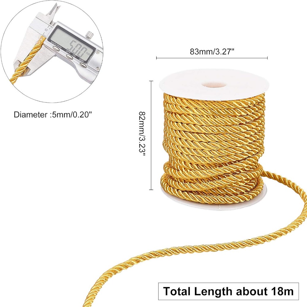 59 Feet Gold Cord 5mm Twisted  - Cord Trim Twisted recensie en prijs