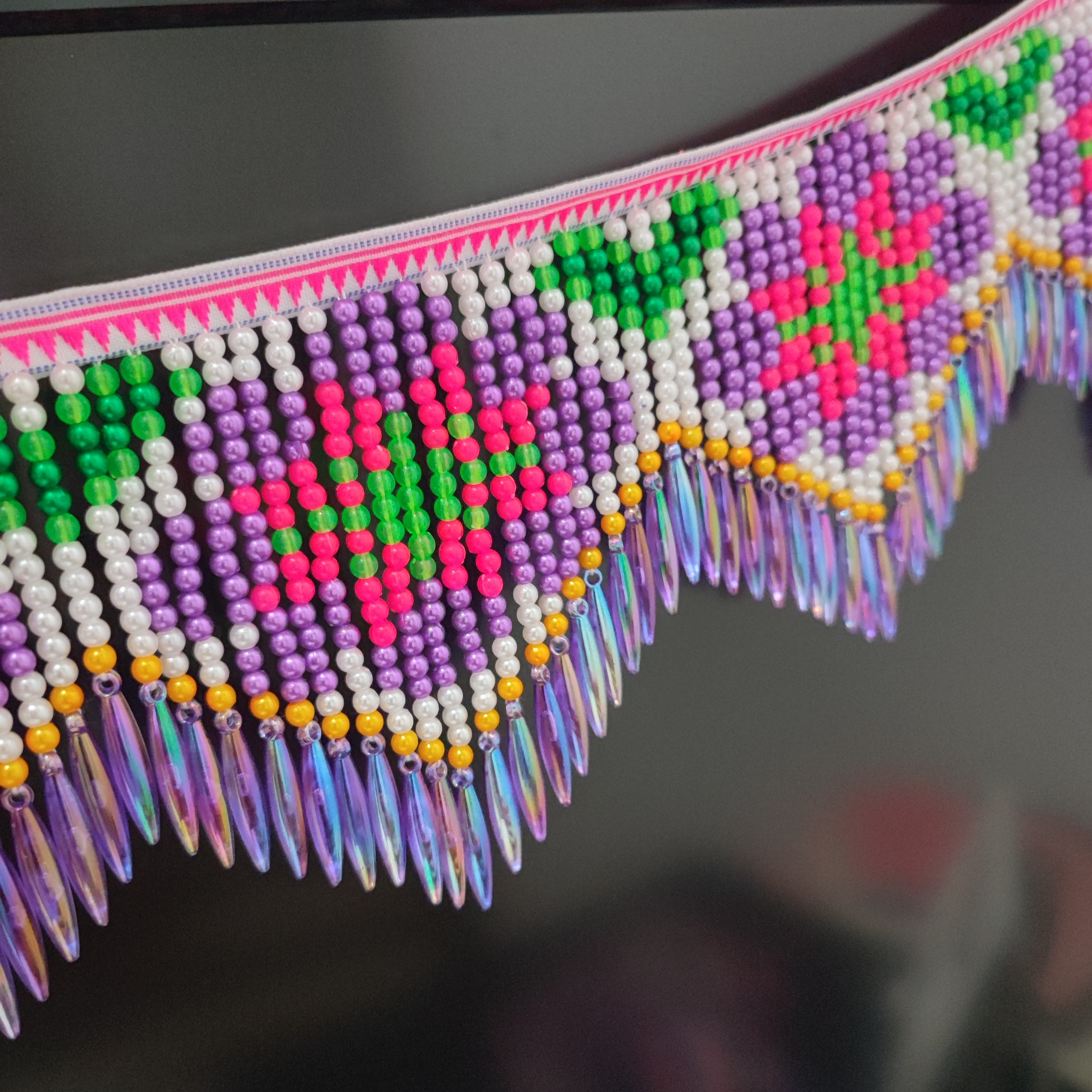 10cm Wide Purple Daisy Pattern - Beaded Trim Fringe recensie en prijs