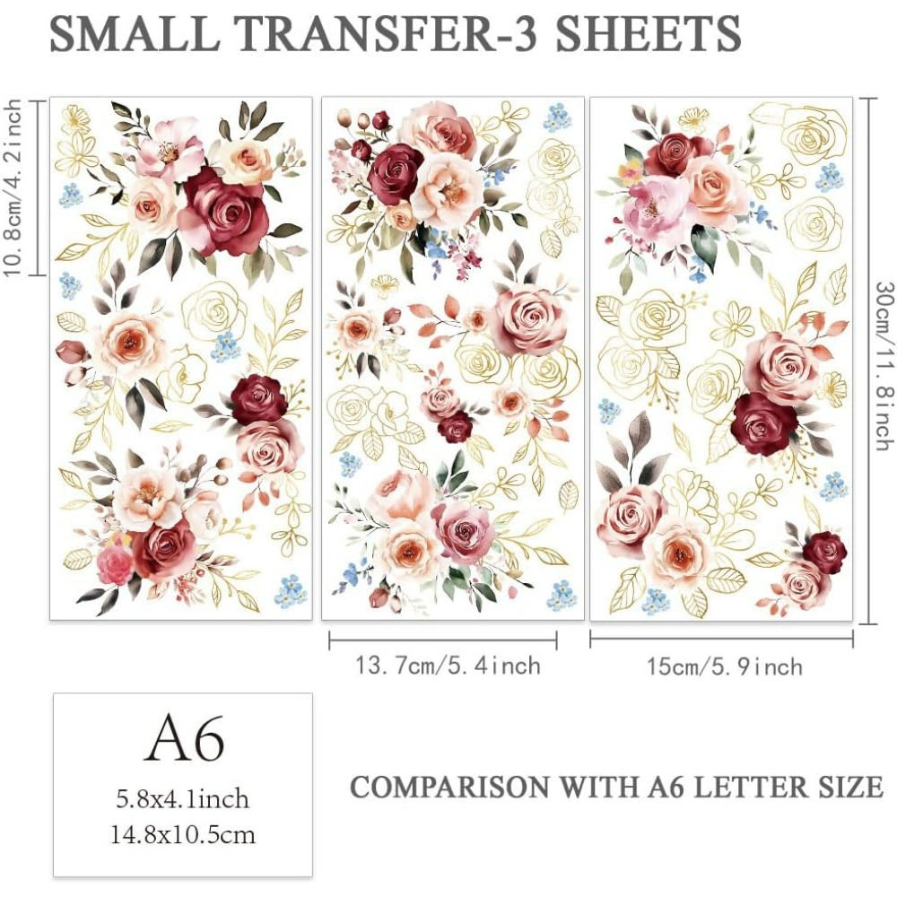 3pcs/Set Watercolor Roses Rub  - Embellishment Crafts recensie en prijs