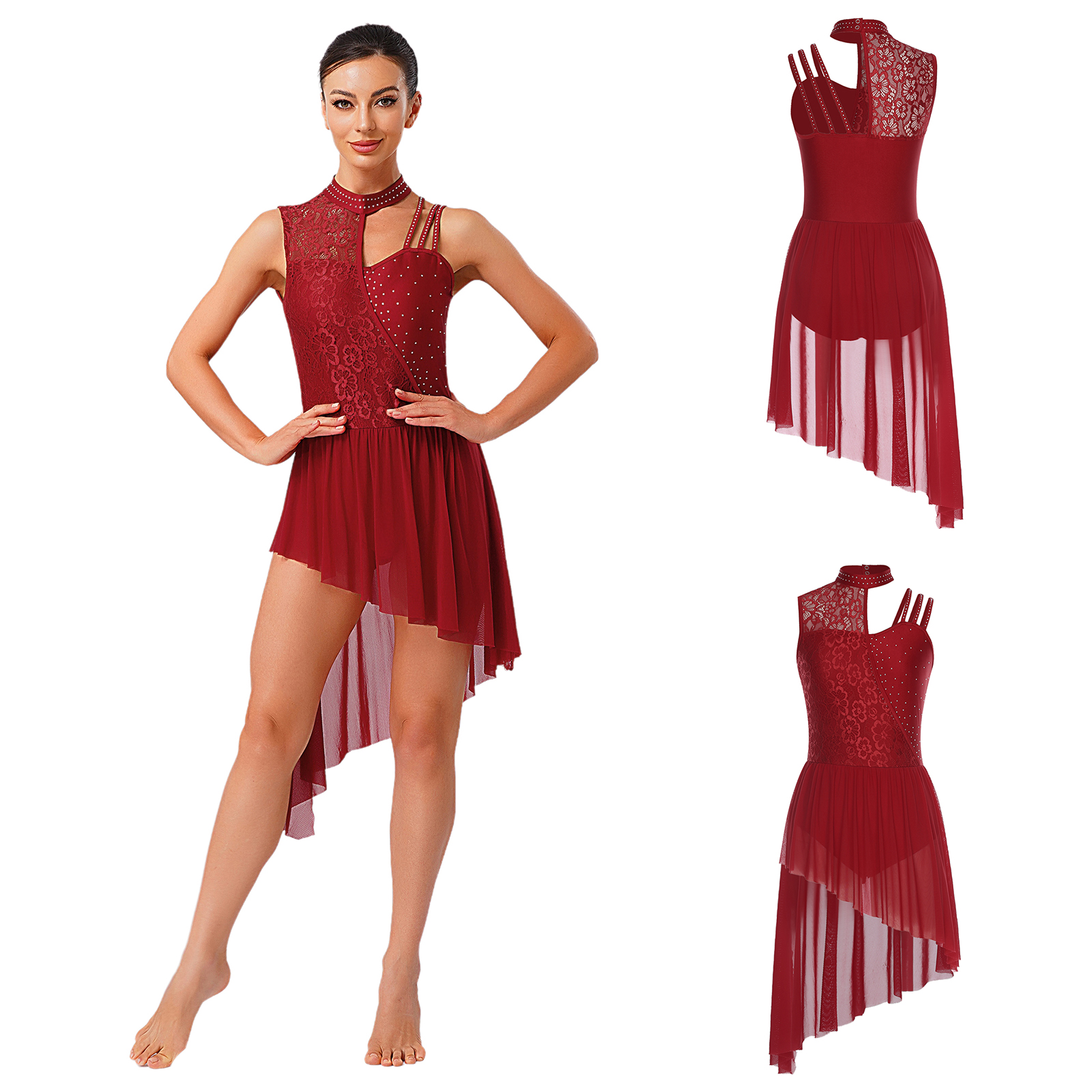 Women Lyrical Dance Dress Flor - Rhinestone Banding Trim recensie en prijs