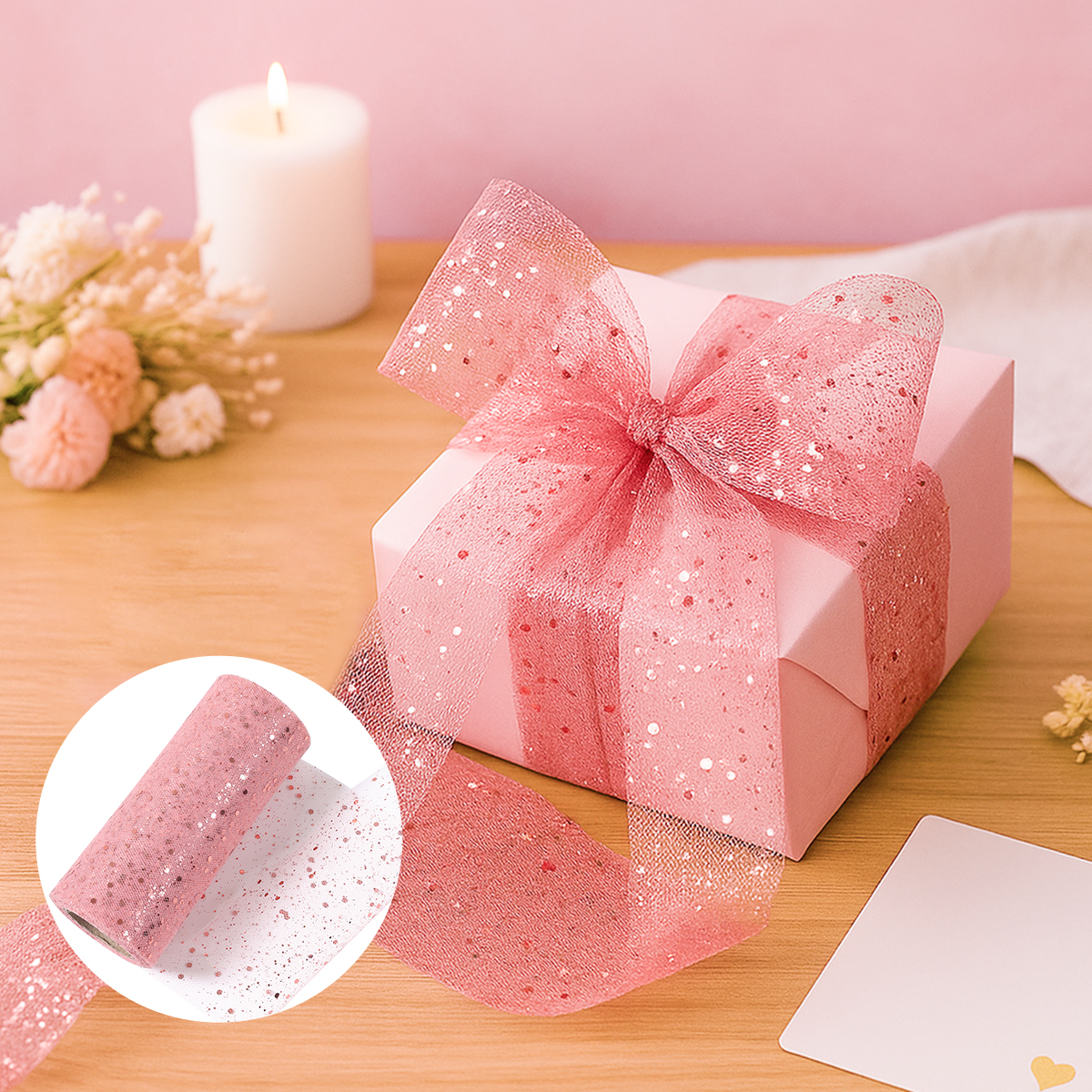 Glitter Tulle Rolls Birthday P - Organza Ribbon Spool recensie en prijs