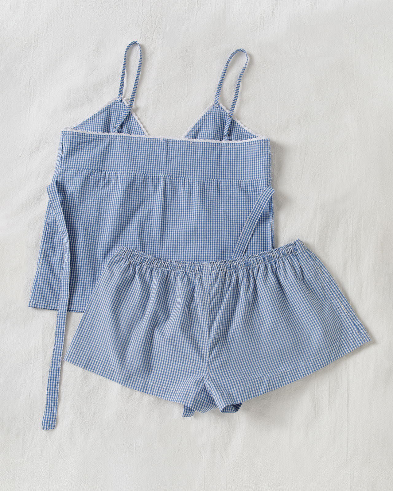 Blue Plaid Shorts 2 Piece Set  - Elastic Lace Trim recensie en prijs