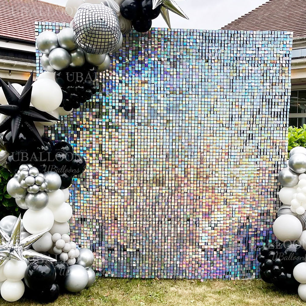 Iridescent Silver Shimmer Wall - Sequin Fabric Panel recensie en prijs
