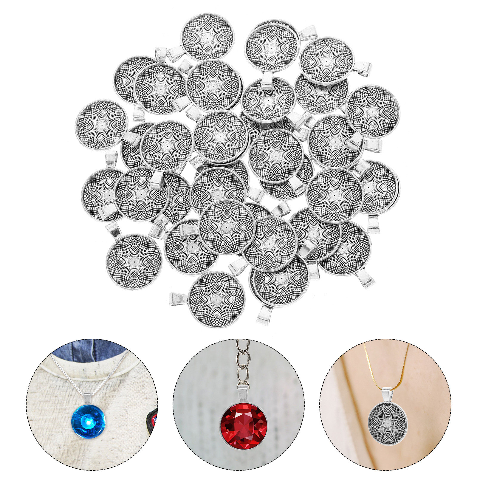 40Pcs Round Pendant Bezels Fla - Embellishment Crafts recensie en prijs