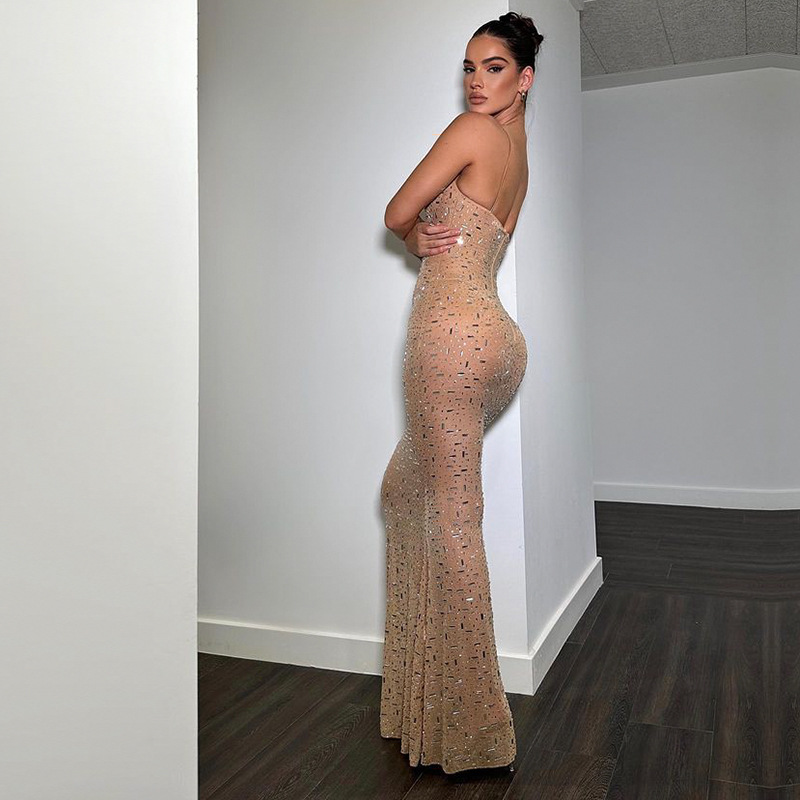 Sexy Strapless Bodycon Dress w - Crystal Mesh Fabric recensie en prijs