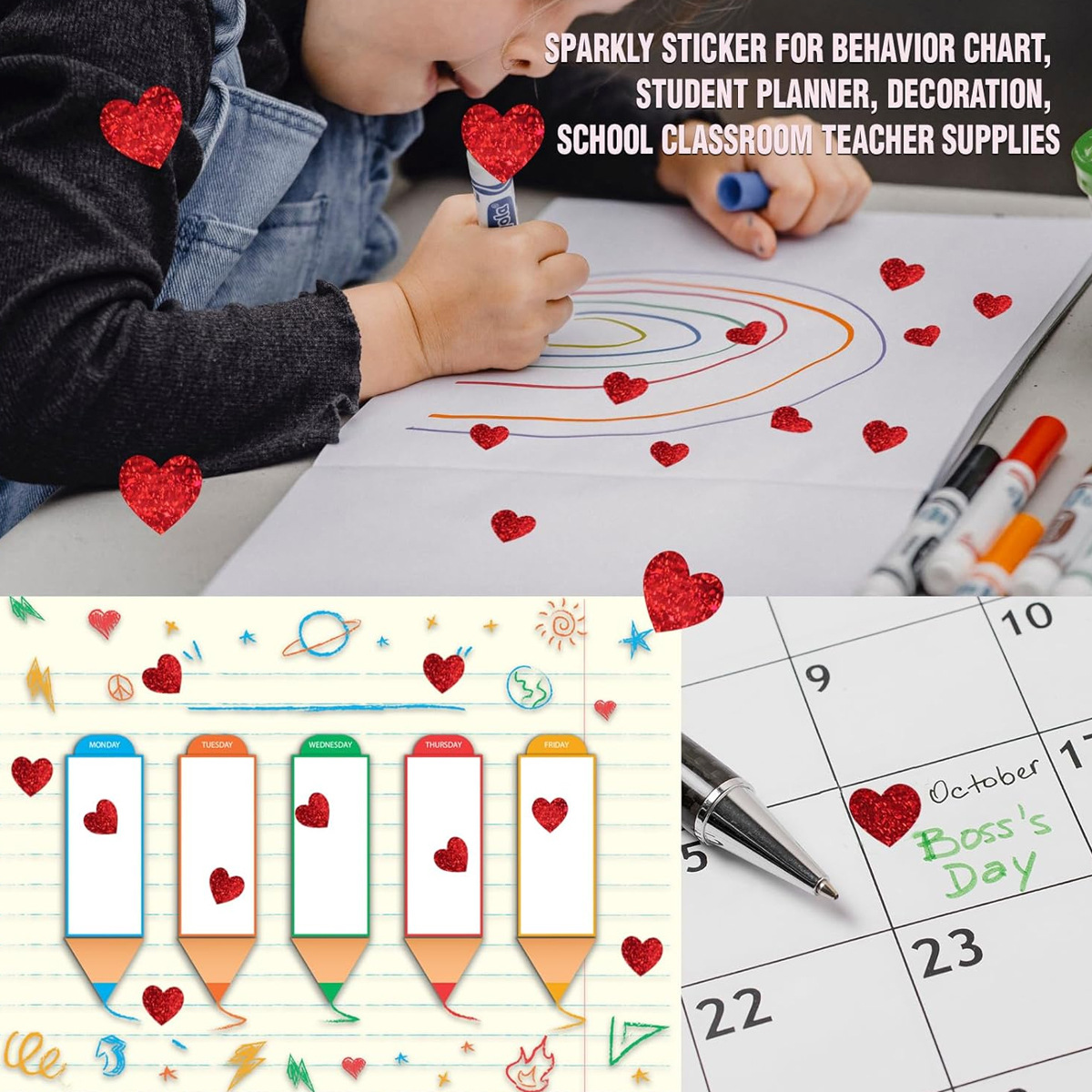 600 Pcs Red Heart Stickers, Sm - Glitter Vinyl Roll recensie en prijs