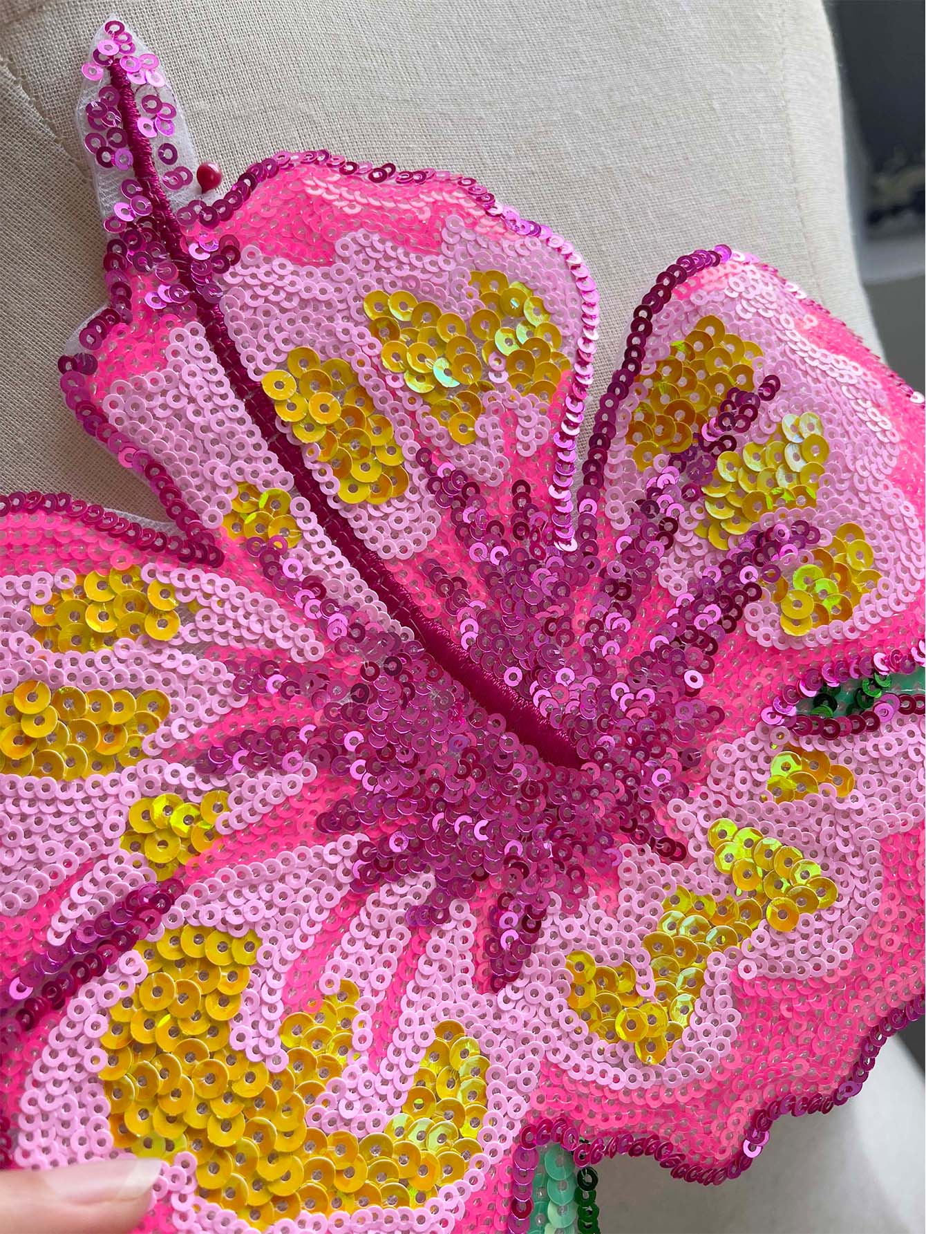 1 Piece 26CM Shining Pink Sequ - Applique Patch Flower recensie en prijs