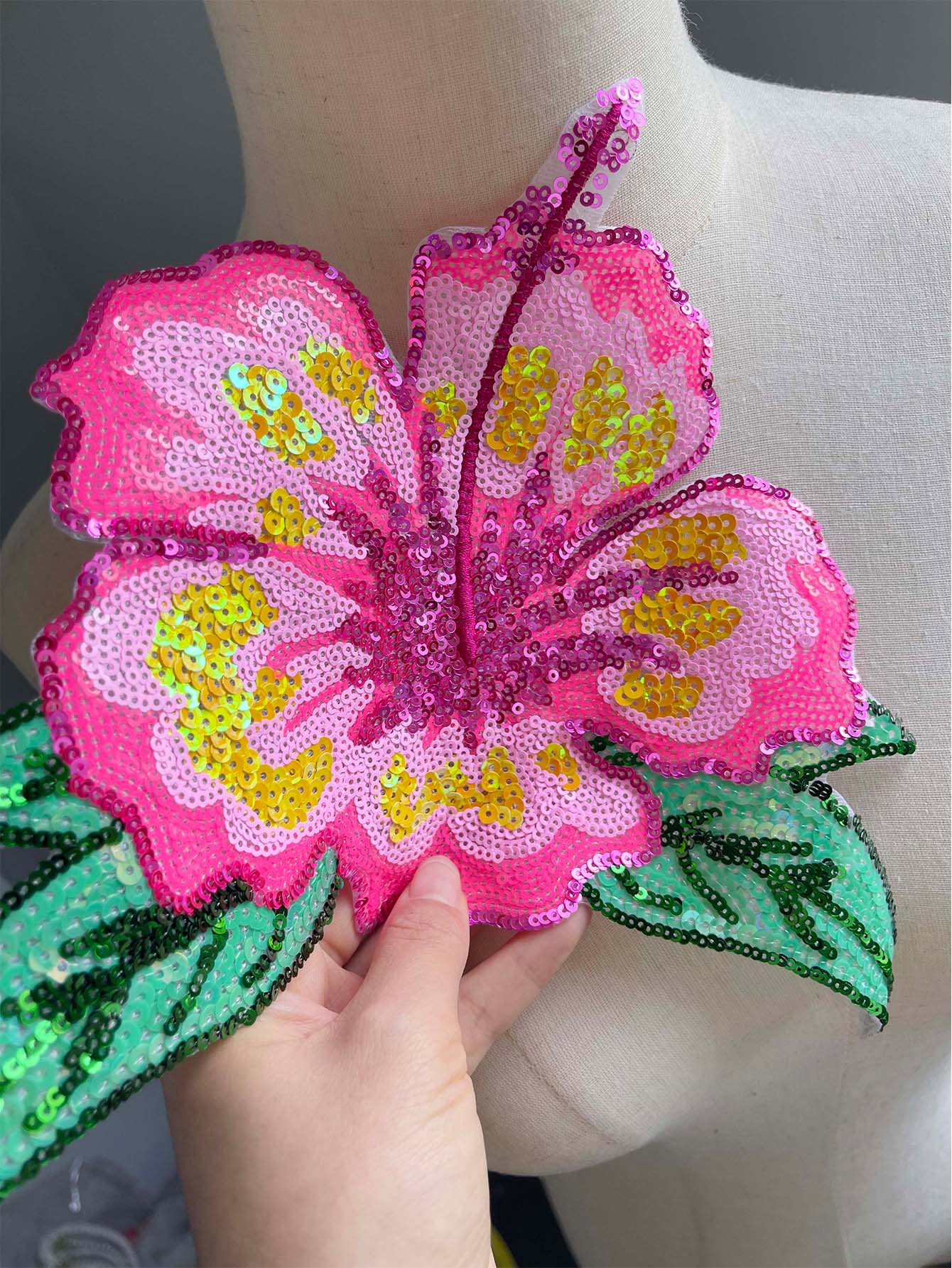 1 Piece 26CM Shining Pink Sequ - Applique Patch Flower recensie en prijs