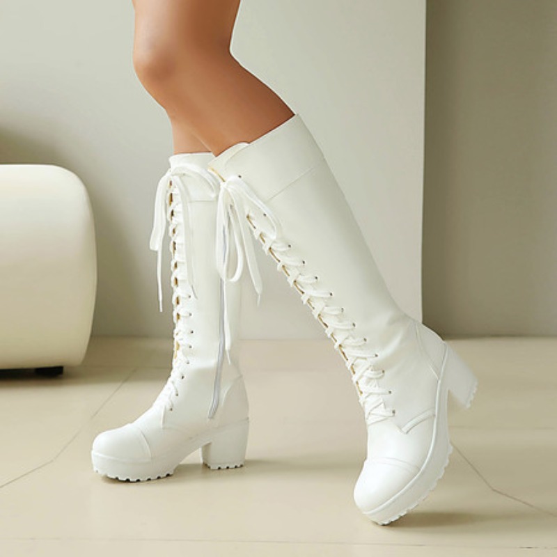 Womens Knee High Lace Up Comba - Guipure Lace Panel recensie en prijs